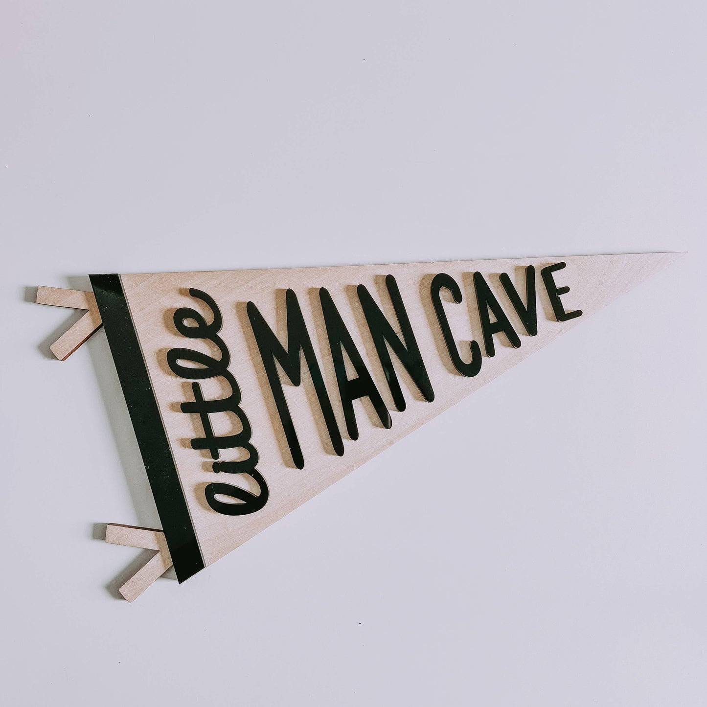 Little Man Cave Pennant Banner, Nursery Decor, Wooden Banner