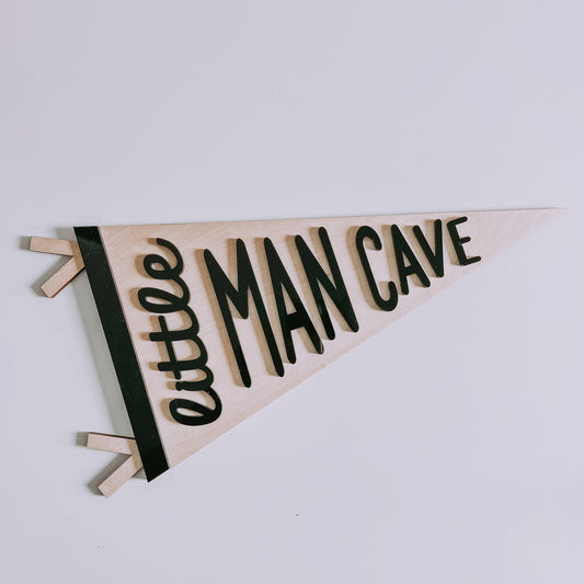 Little Man Cave Pennant Banner, Nursery Decor, Wooden Banner