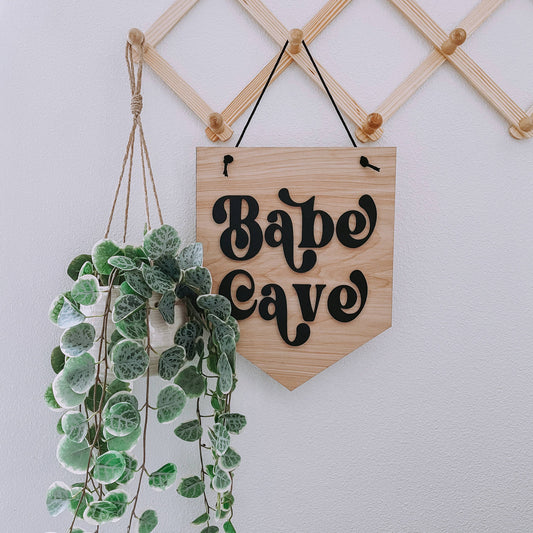 Babe Cave Hanging Sign - BLACK