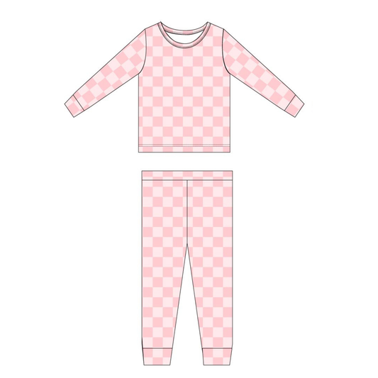 PINK CHECKER | Bamboo baby toddler retro set