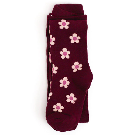 Little Stocking Co - Burgundy Flower Knit Tights