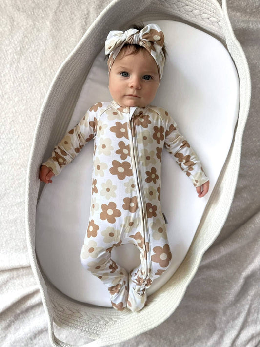 AUTUMN FLORAL | Bamboo baby retro zippy romper